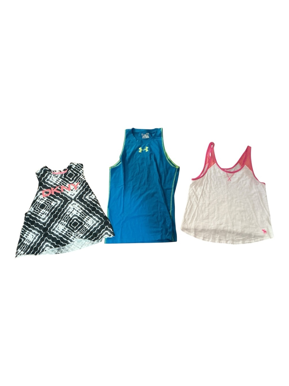 Dkny Girls' White Tank Top with Pink Trim